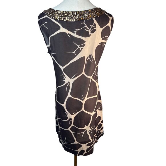 ZARA Sleeveless Small Beaded Scoop Neck Shift Dress Cotton & Silk Blend - Picture 2 of 14